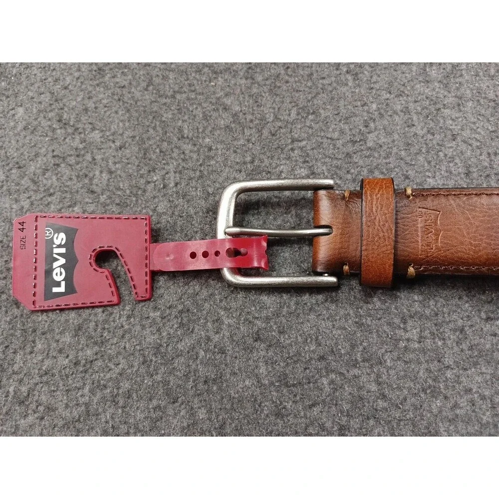 Levis Men's Brown Ombre Leather Belt Size 44 Silver Buckle 1.5